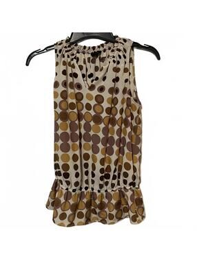 The Limited Parisian Chic Minimalist Sleeveless Polka Dot Ruffle Hem Top Small